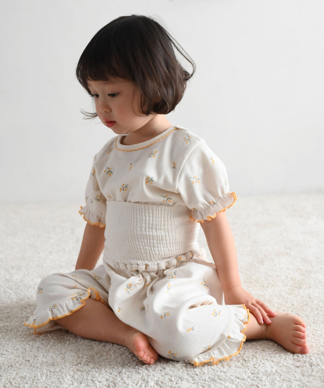 Baby Short-Sleeve Stretch Knit Pajamas (Fraise Stitch)