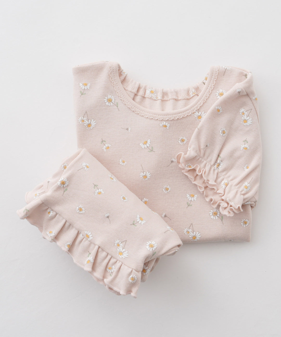 Baby Short-Sleeve Stretch Knit Pajamas (Fraise Stitch)