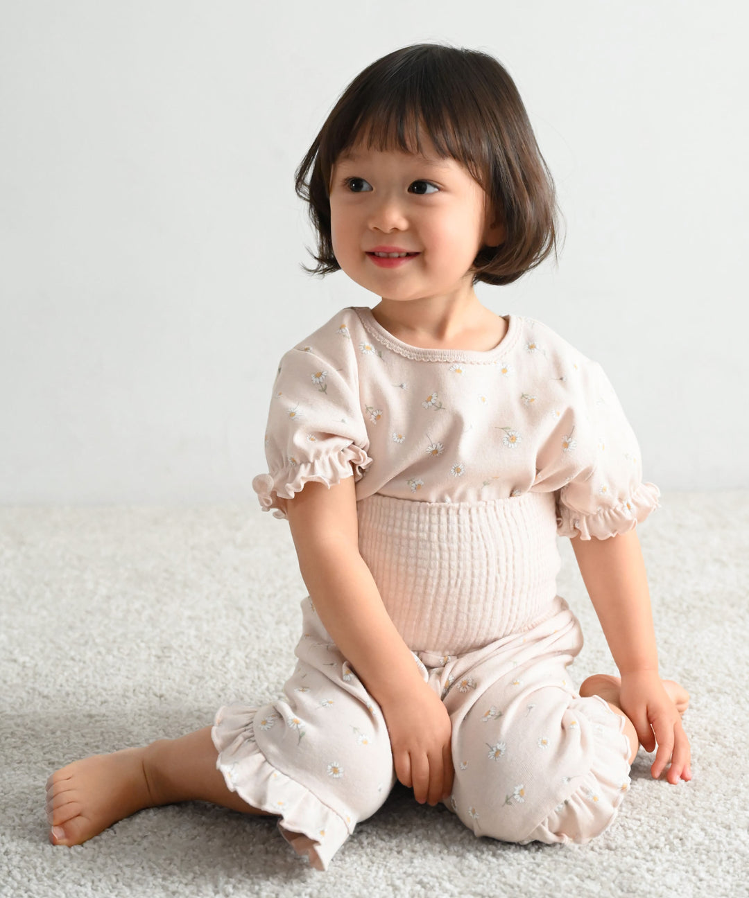 Baby Short-Sleeve Stretch Knit Pajamas (Fraise Stitch)