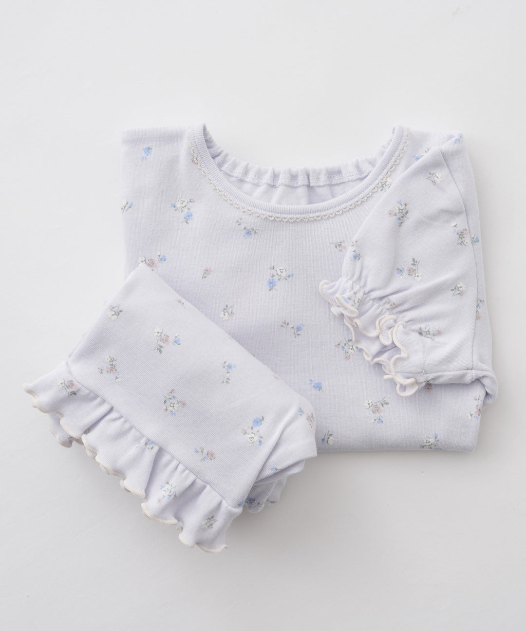 Baby Short-Sleeve Stretch Knit Pajamas (Fraise Stitch)