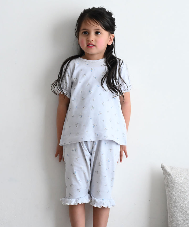 Baby Short-Sleeve Stretch Knit Pajamas (Fraise Stitch)