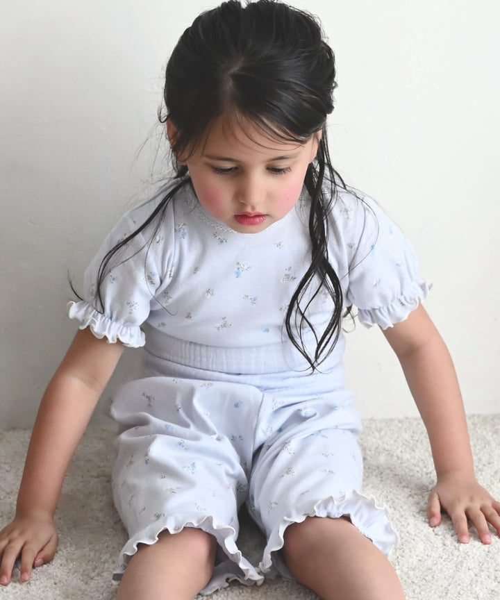 Baby Short-Sleeve Stretch Knit Pajamas (Fraise Stitch)