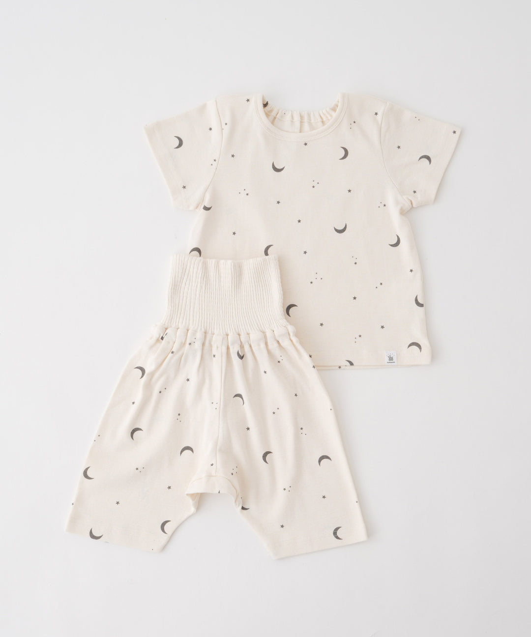 Baby Short-Sleeve Stretch Knit Pajamas (Fraise Stitch)