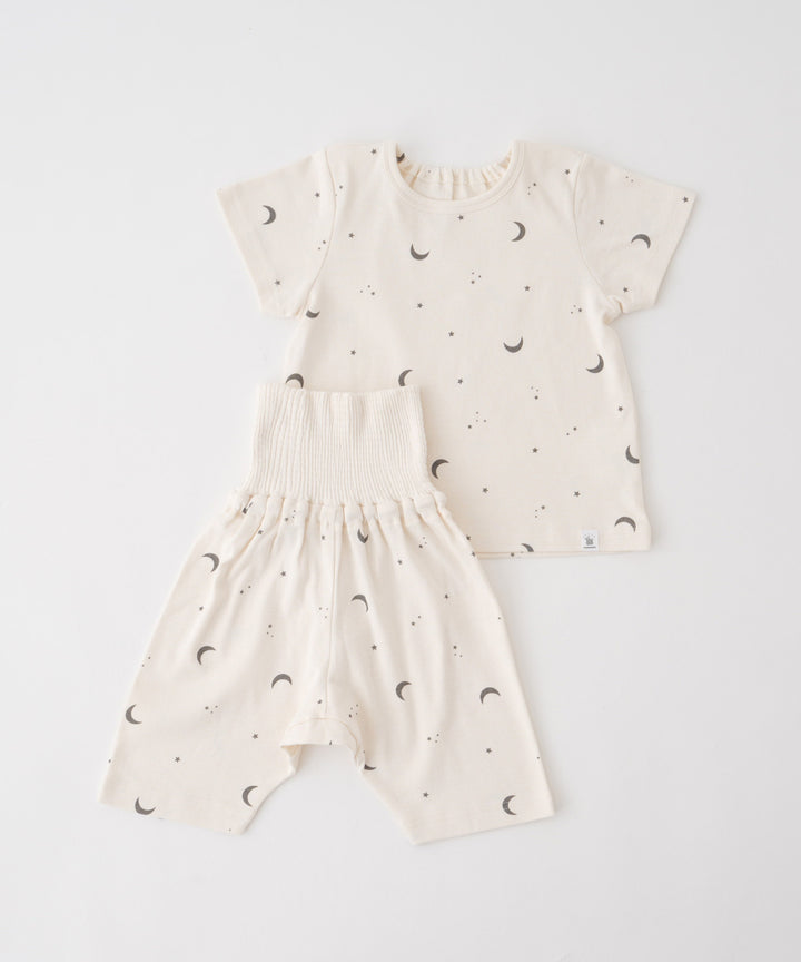 Baby Short-Sleeve Stretch Knit Pajamas (Fraise Stitch)