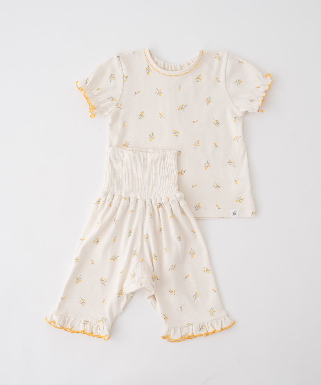 Baby Short-Sleeve Stretch Knit Pajamas (Fraise Stitch)