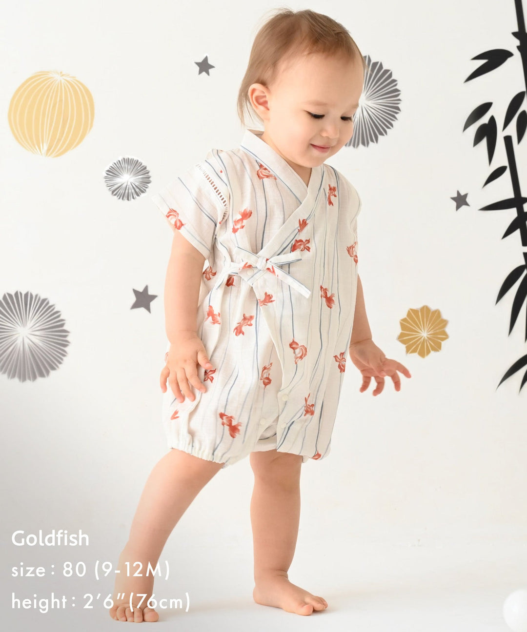 Boys 'Jinbei Romper (ชุดฤดูร้อนญี่ปุ่นแบบดั้งเดิม)