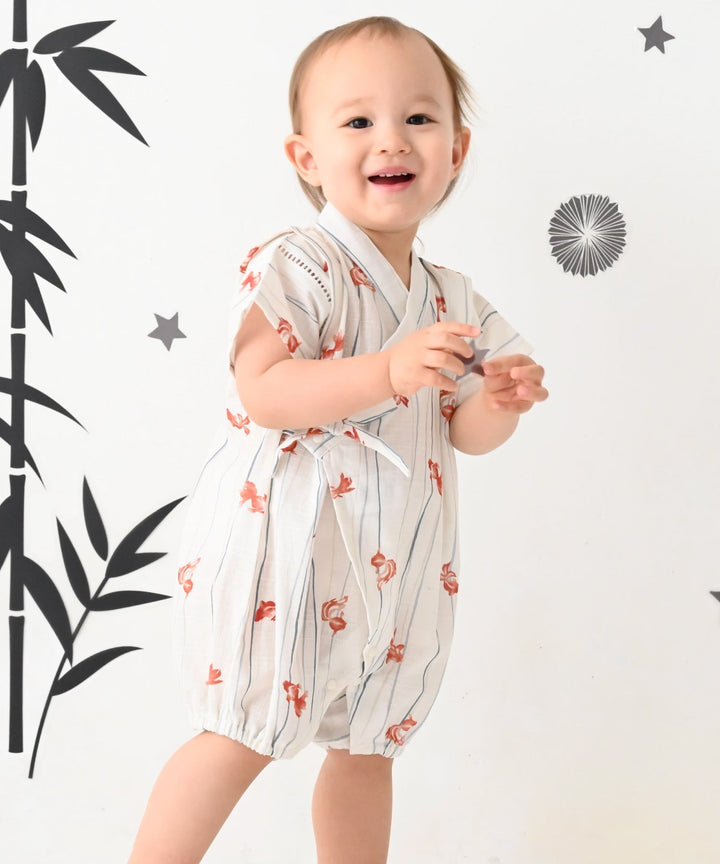 Boys 'Jinbei Romper (ชุดฤดูร้อนญี่ปุ่นแบบดั้งเดิม)