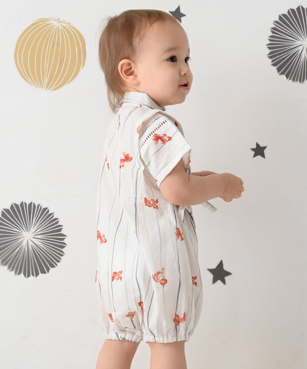 Boys 'Jinbei Romper (ชุดฤดูร้อนญี่ปุ่นแบบดั้งเดิม)