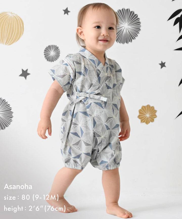 Boys 'Jinbei Romper (ชุดฤดูร้อนญี่ปุ่นแบบดั้งเดิม)