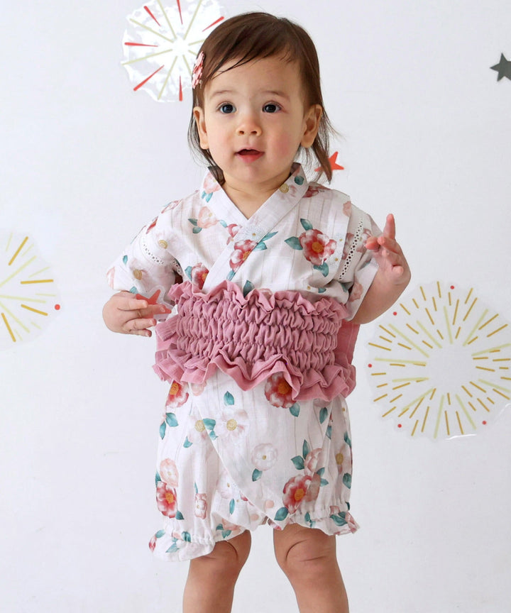 Girls 'Jinbei Romper (ชุดฤดูร้อนญี่ปุ่นแบบดั้งเดิม)