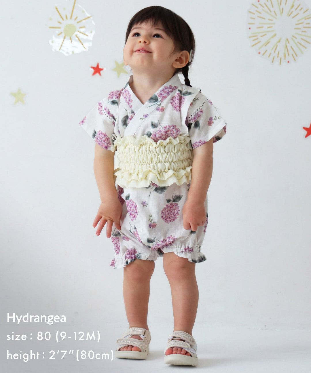 Girls 'Jinbei Romper (ชุดฤดูร้อนญี่ปุ่นแบบดั้งเดิม)