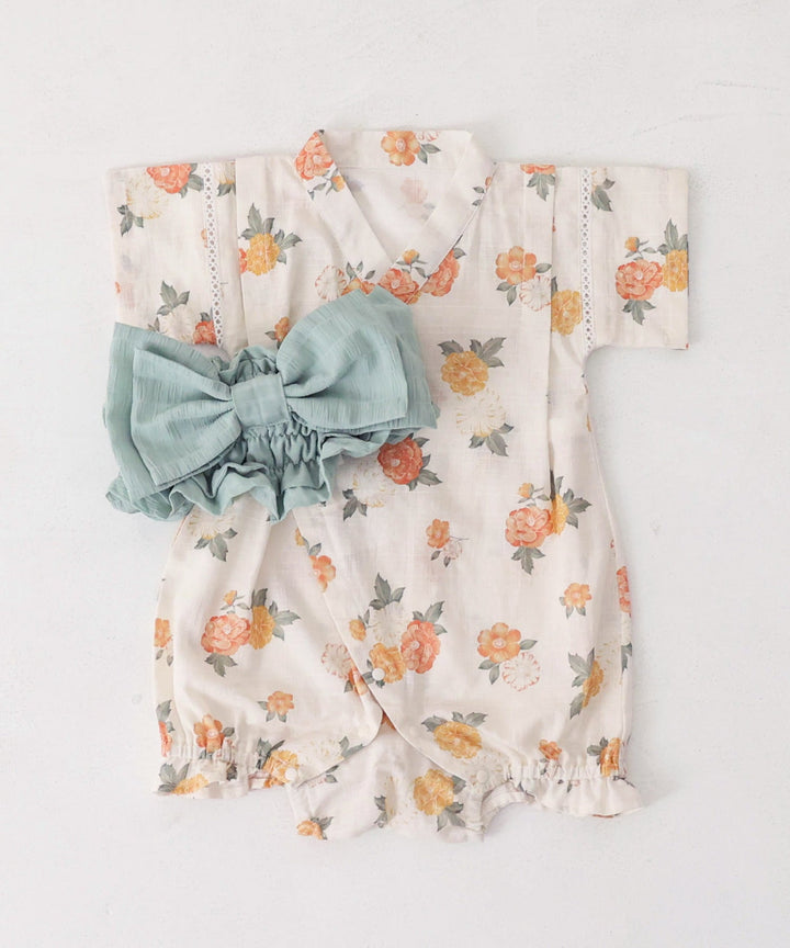 Girls 'Jinbei Romper (ชุดฤดูร้อนญี่ปุ่นแบบดั้งเดิม)