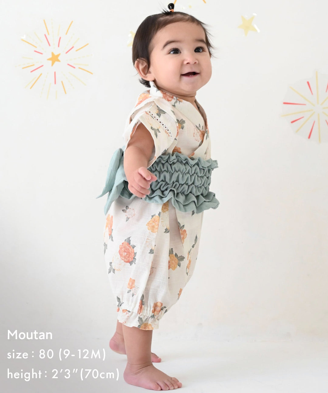 Girls 'Jinbei Romper (ชุดฤดูร้อนญี่ปุ่นแบบดั้งเดิม)