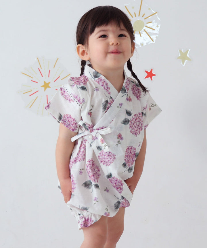 Girls 'Jinbei Romper (ชุดฤดูร้อนญี่ปุ่นแบบดั้งเดิม)