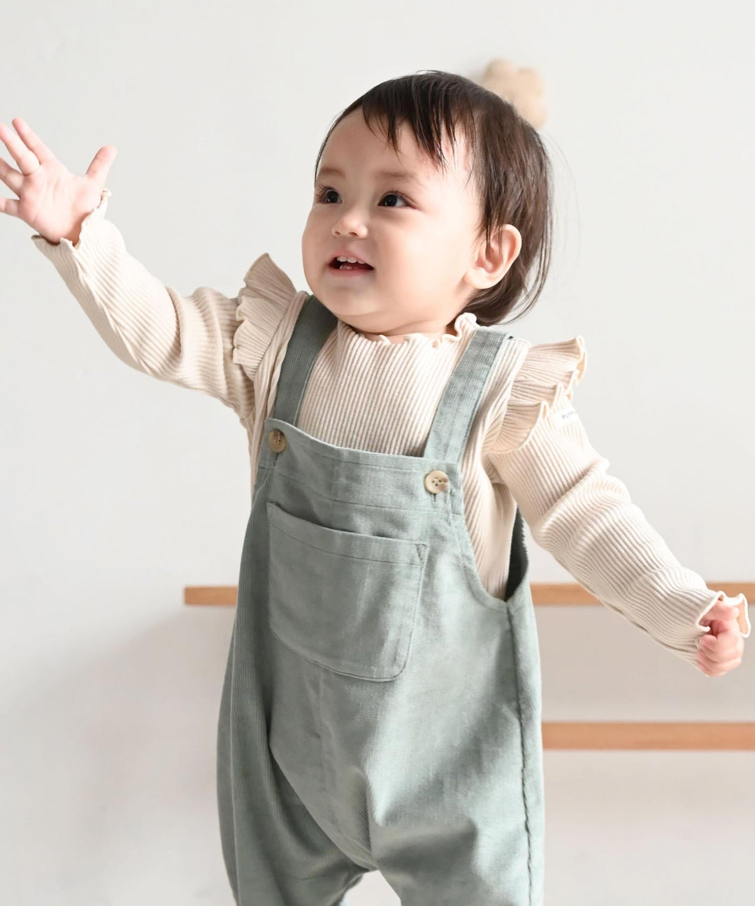 【AW】Shoulder-Frill Ribbed Long-Sleeve T-Shirt