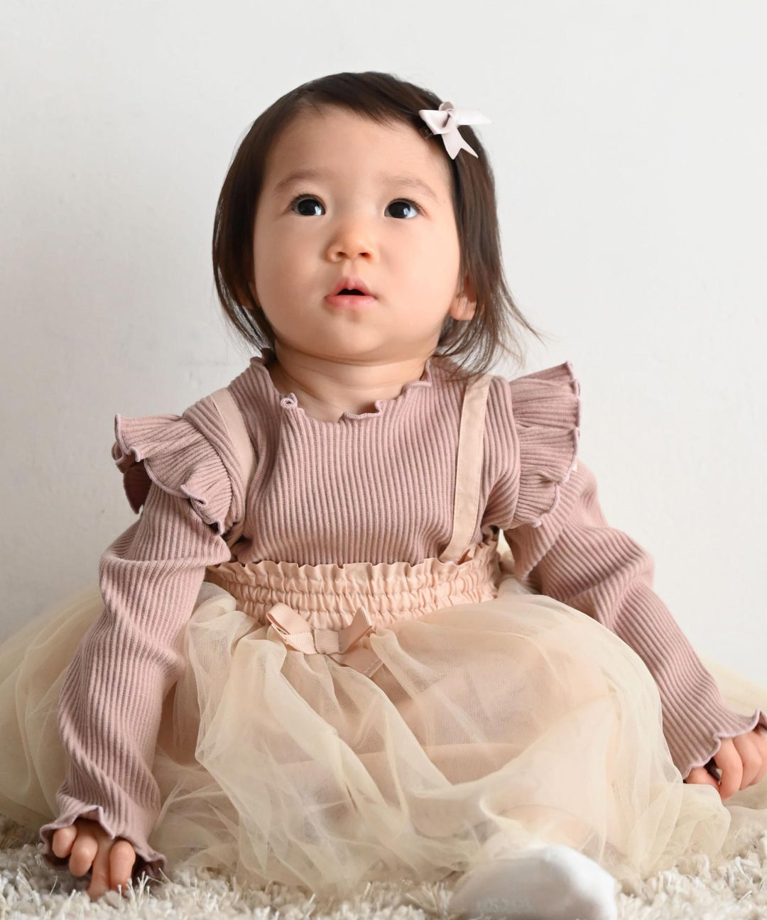 【AW】Shoulder-Frill Ribbed Long-Sleeve T-Shirt