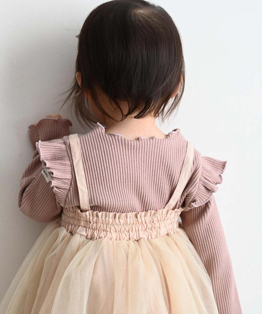【AW】Shoulder-Frill Ribbed Long-Sleeve T-Shirt