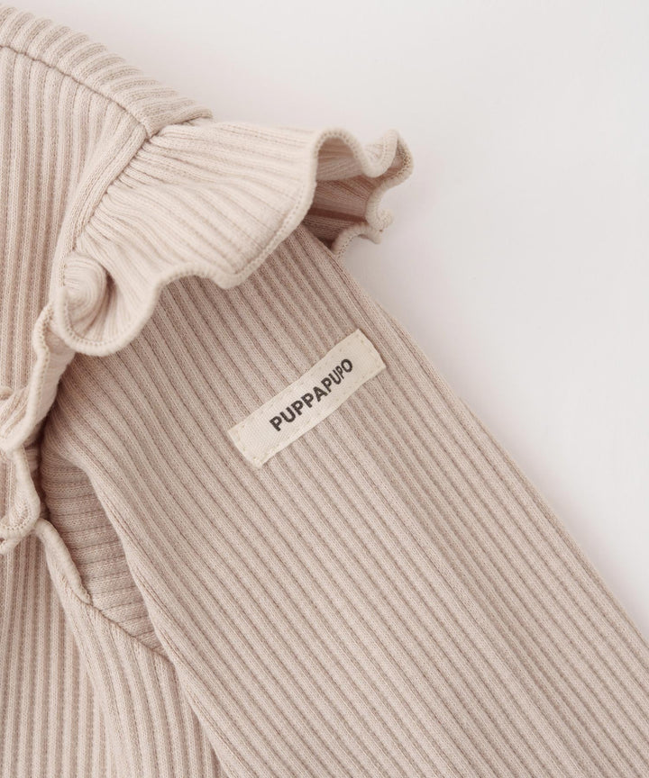【AW】Shoulder-Frill Ribbed Long-Sleeve T-Shirt