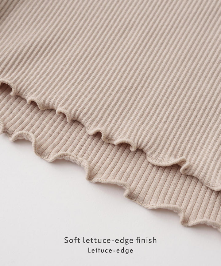 【AW】Shoulder-Frill Ribbed Long-Sleeve T-Shirt