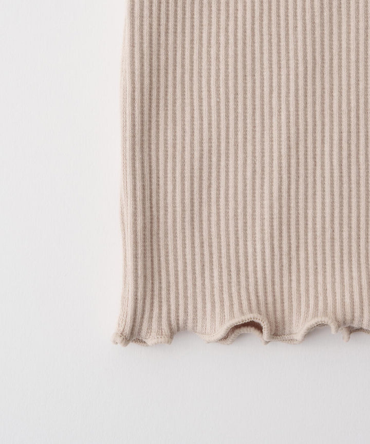 【AW】Shoulder-Frill Ribbed Long-Sleeve T-Shirt