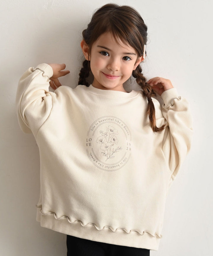 Sweatshirt with Lettuce-Stitched Hem