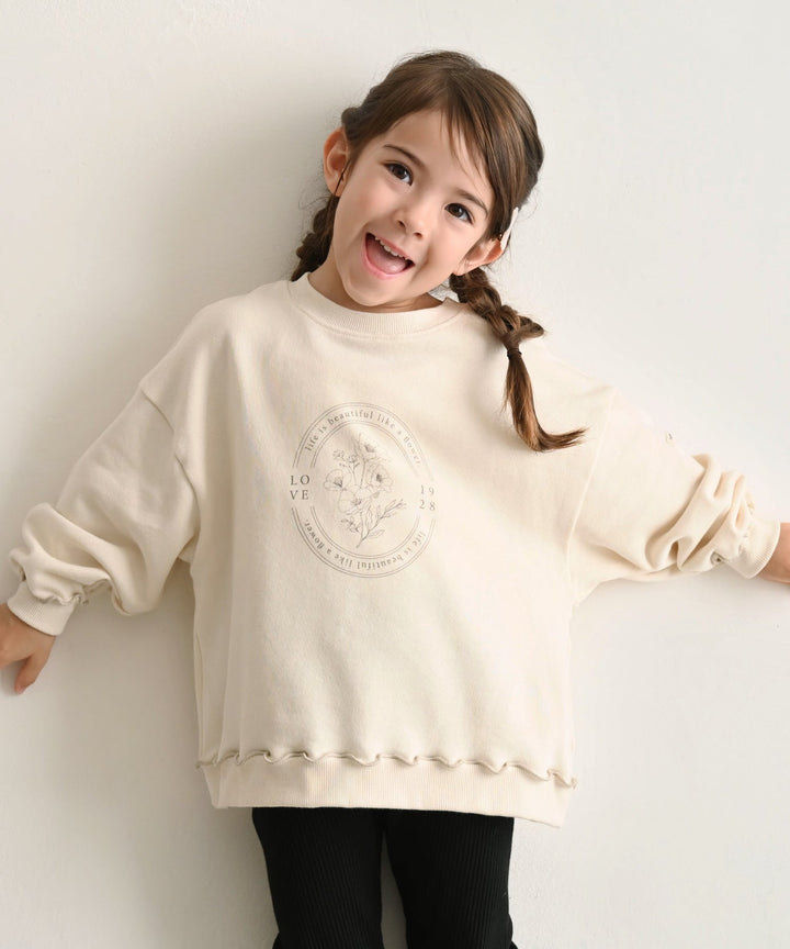 Sweatshirt with Lettuce-Stitched Hem