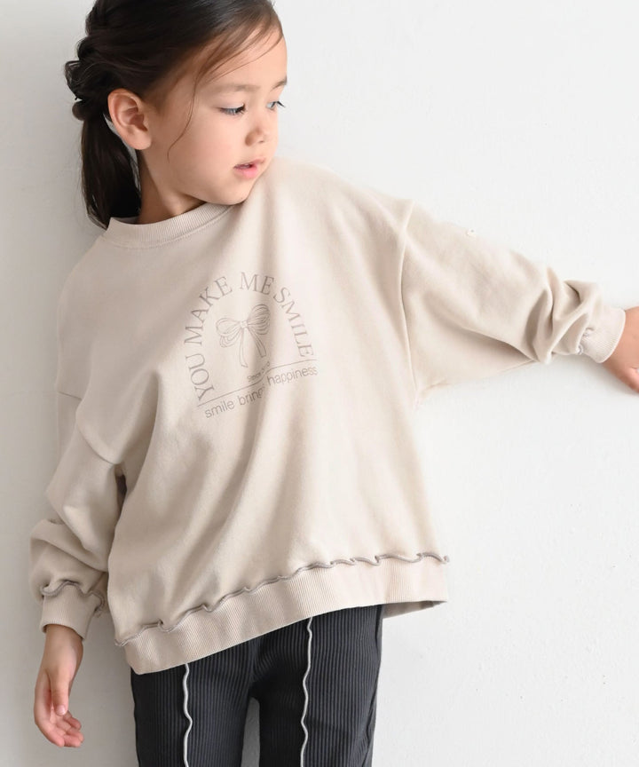 Sweatshirt with Lettuce-Stitched Hem