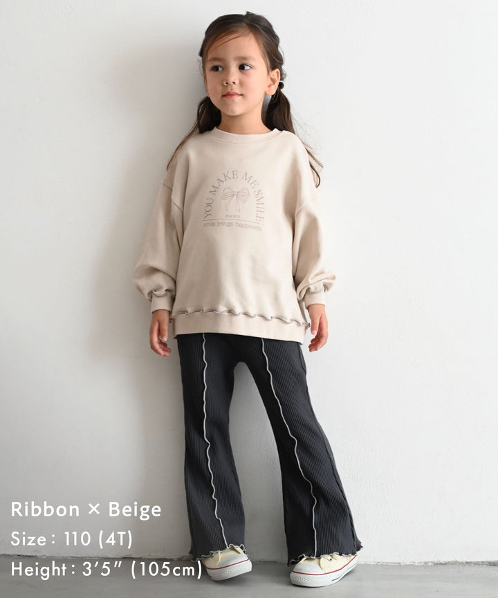 Sweatshirt with Lettuce-Stitched Hem
