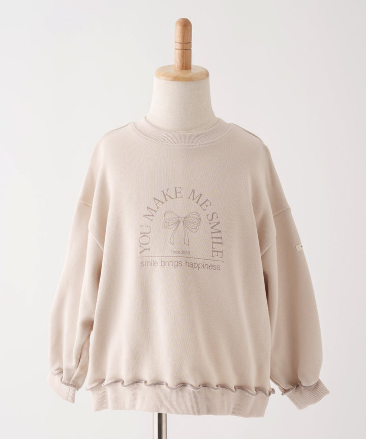 Sweatshirt with Lettuce-Stitched Hem