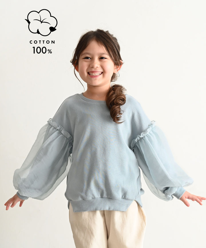 Sheer Puff Sleeve Sweatshirt