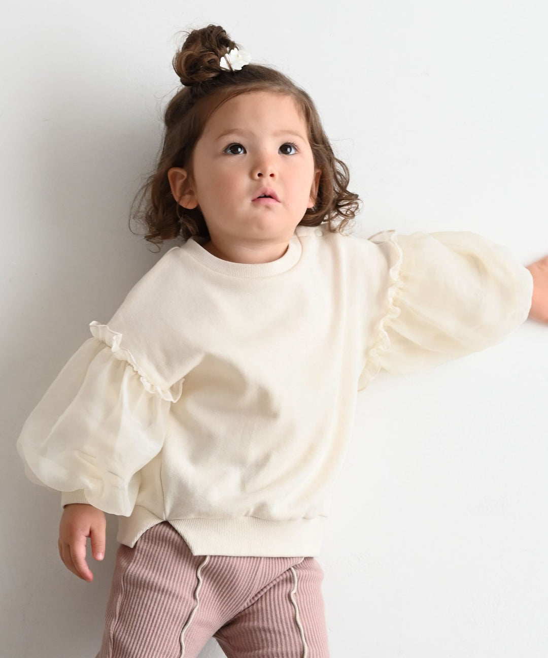 Sheer Puff Sleeve Sweatshirt