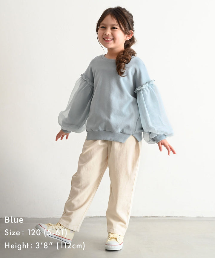 Sheer Puff Sleeve Sweatshirt