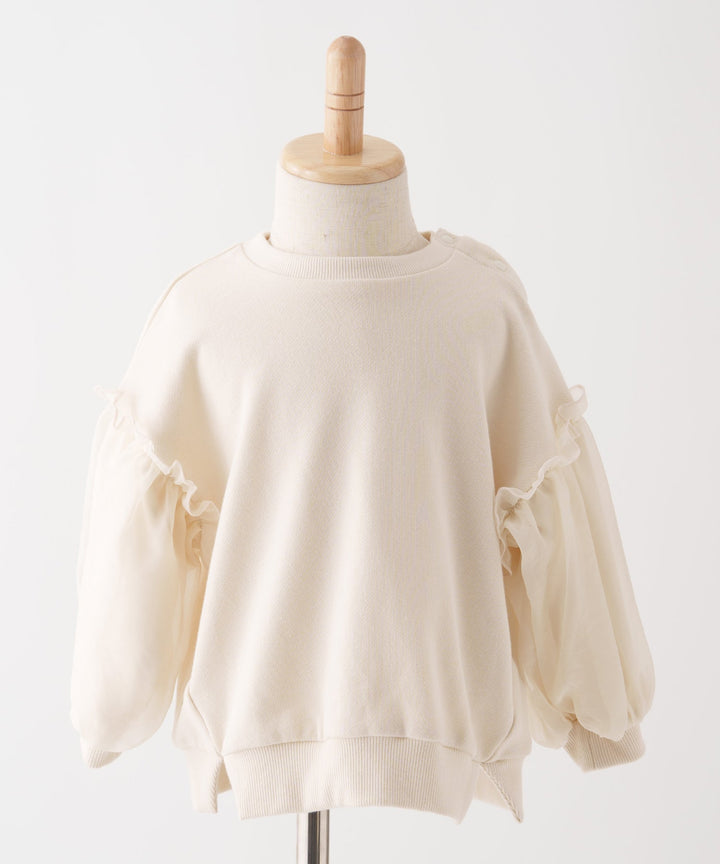 Sheer Puff Sleeve Sweatshirt