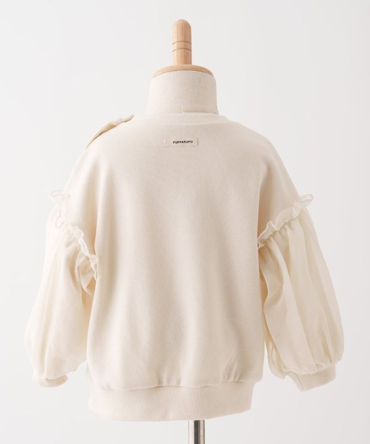 Sheer Puff Sleeve Sweatshirt