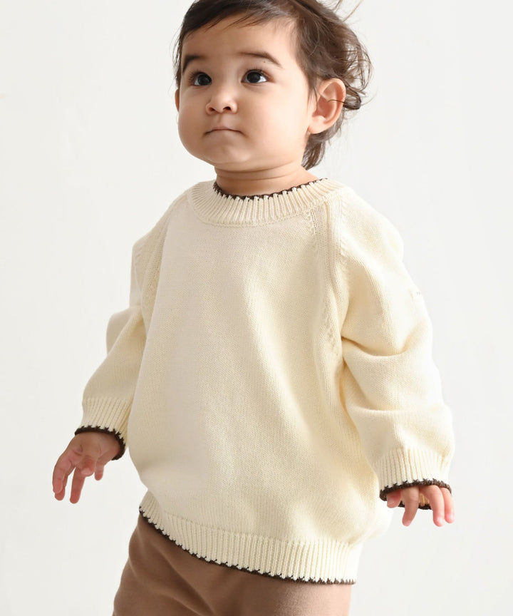 Contrast Trim Round Neck Knit Sweater