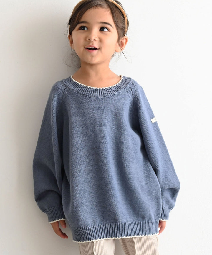 Contrast Trim Round Neck Knit Sweater