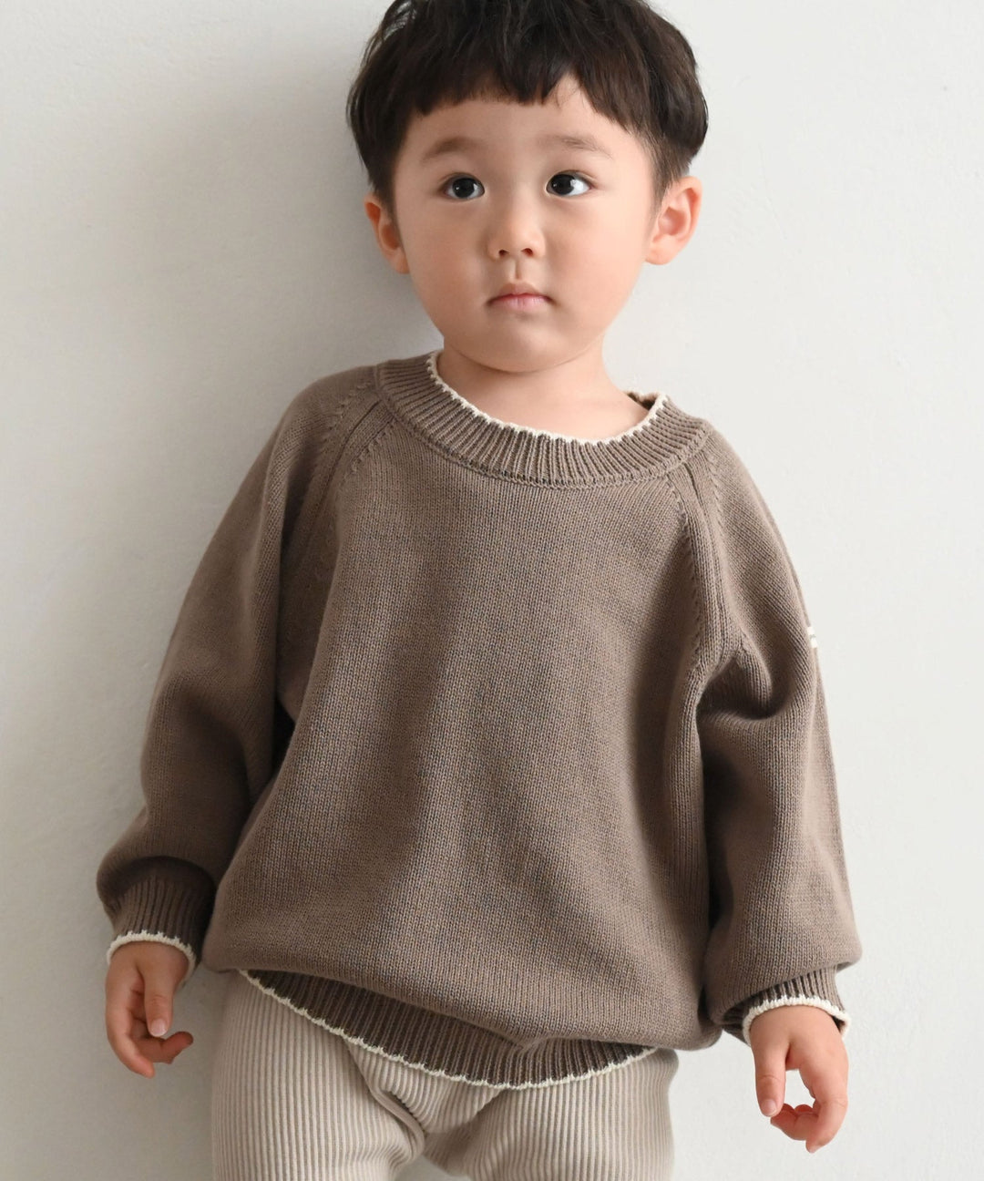 Contrast Trim Round Neck Knit Sweater