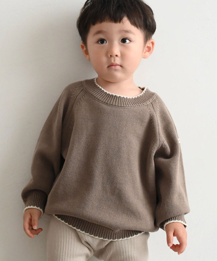 Contrast Trim Round Neck Knit Sweater