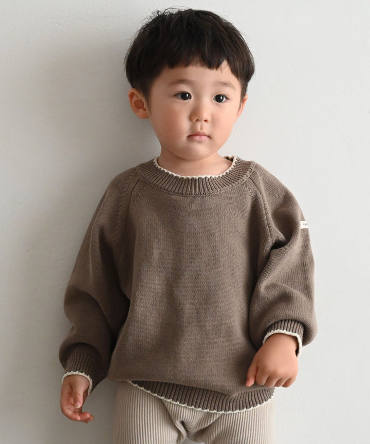 Contrast Trim Round Neck Knit Sweater