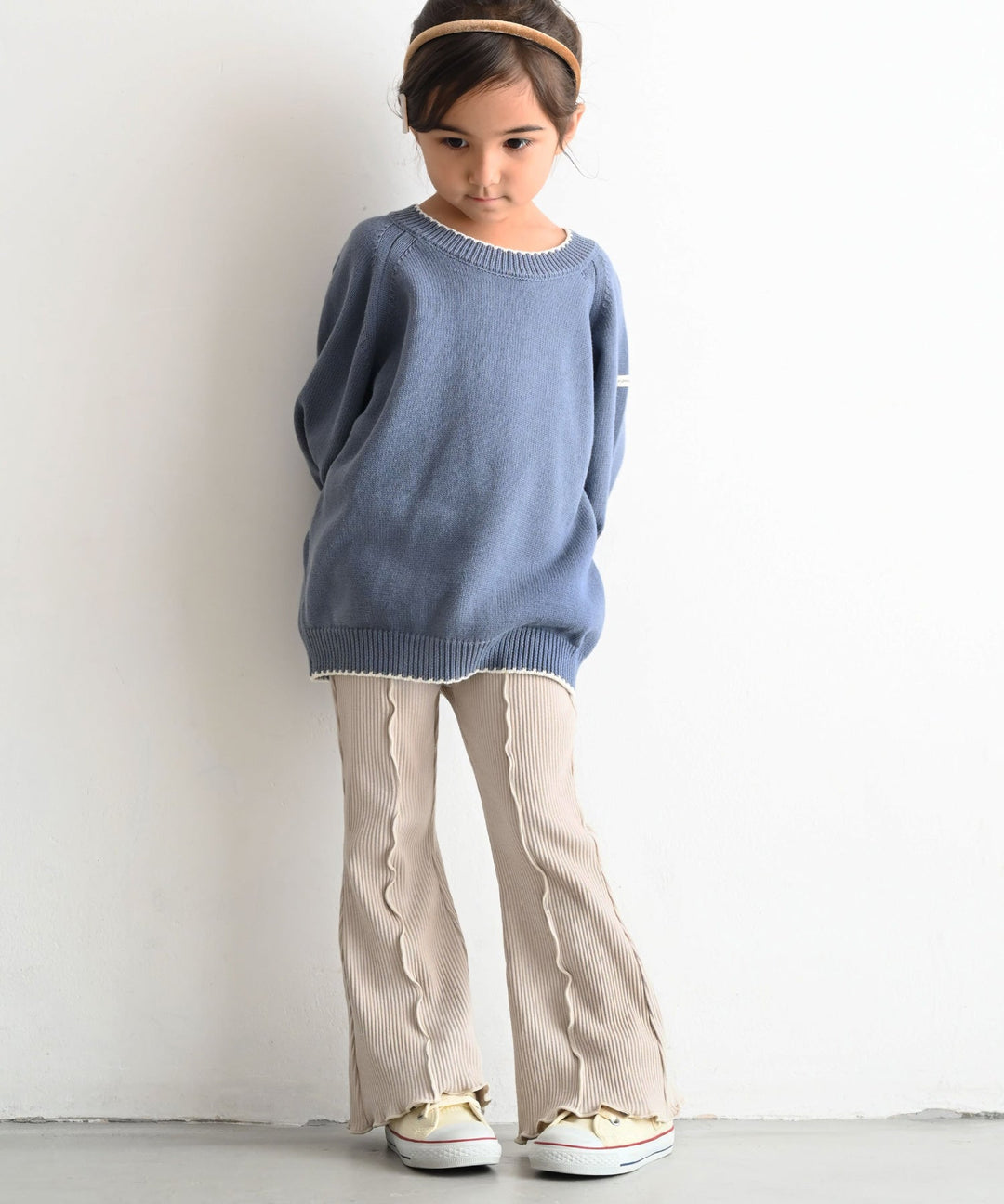 Ribbed Flare Pants with Lettuce Hem