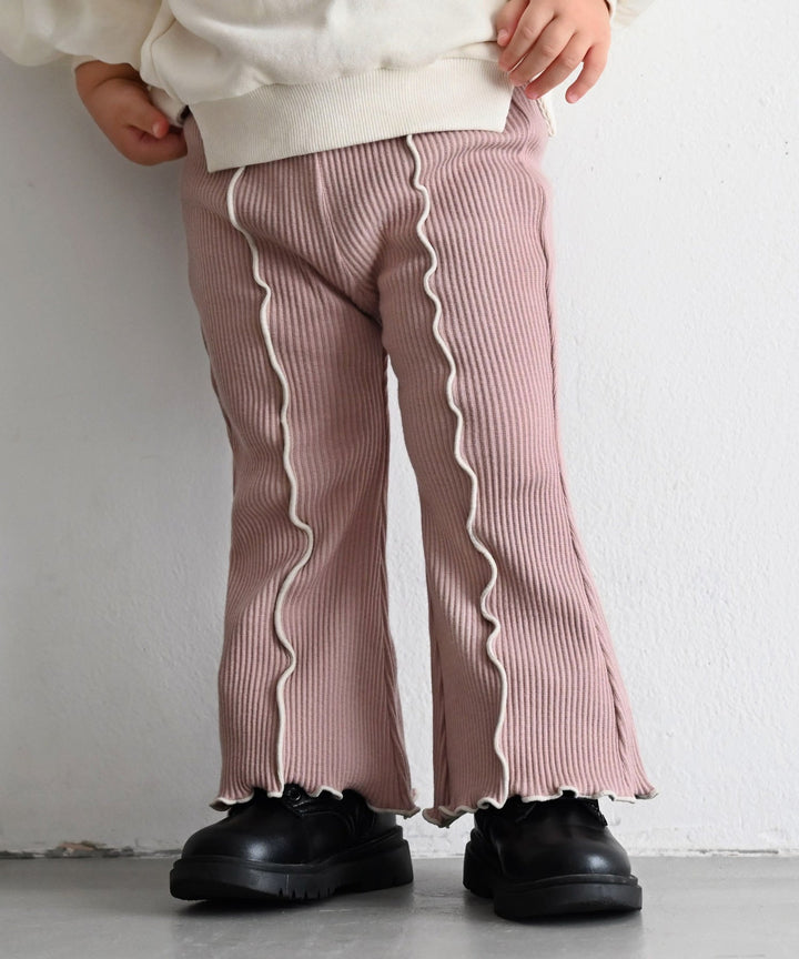 Ribbed Flare Pants with Lettuce Hem