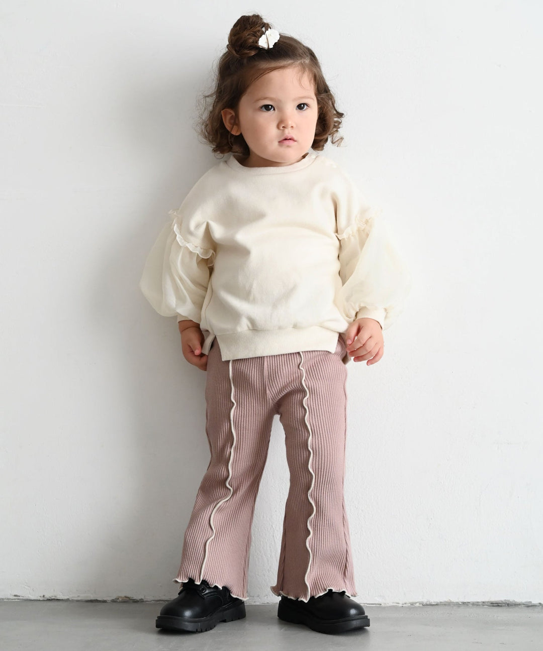 Ribbed Flare Pants with Lettuce Hem