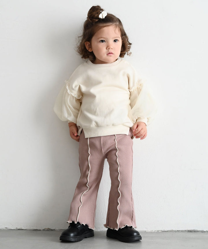 Ribbed Flare Pants with Lettuce Hem