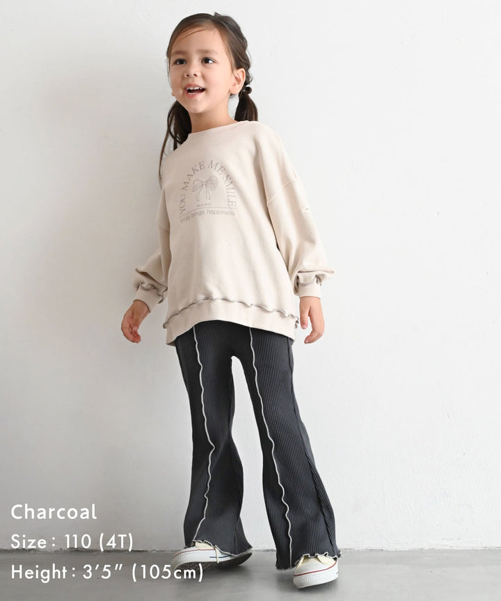 Ribbed Flare Pants with Lettuce Hem