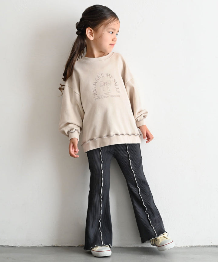 Ribbed Flare Pants with Lettuce Hem