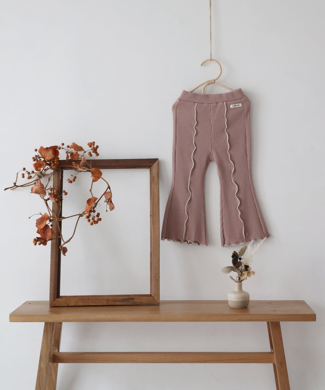 Ribbed Flare Pants with Lettuce Hem