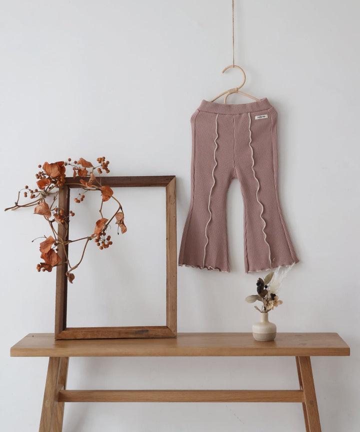 Ribbed Flare Pants with Lettuce Hem