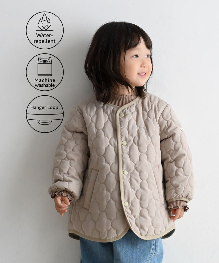 [Water-Repellent] Washable Collarless Quilted Jacket