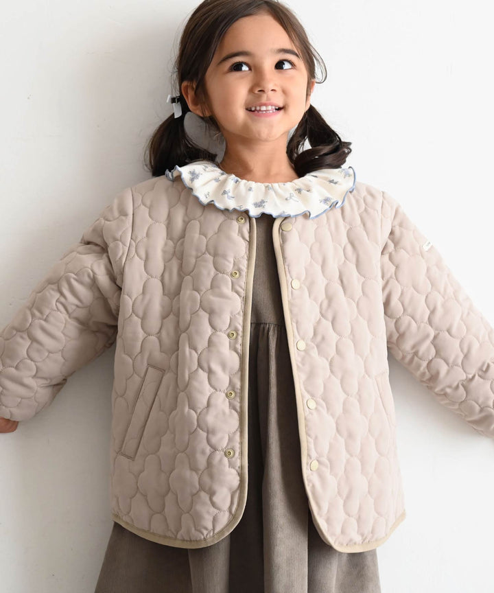 [Water-Repellent] Washable Collarless Quilted Jacket