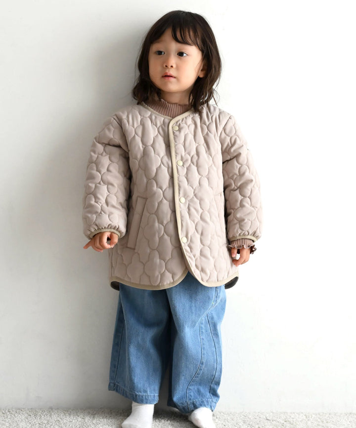 [Water-Repellent] Washable Collarless Quilted Jacket